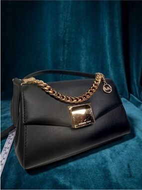 Michael Kors Lita Leather Cross Body Handbag with Gold Chain